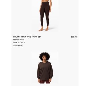 LULULEMON Brown Set - Leggings and Crewneck